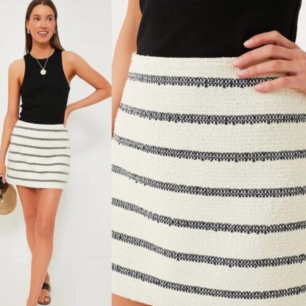 TUCKERNUCK Tweed Navy Stripe Skirt Size L NWT